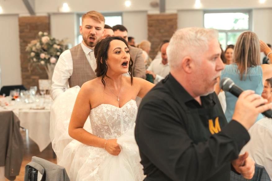 Wedding guests joining the celebration